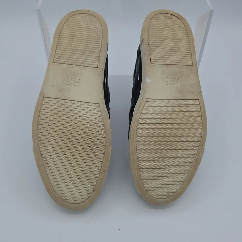 FRYE Ivy Huarache Black Woven Leather Slip On Platform Fashion Sneakers Sz 8.5